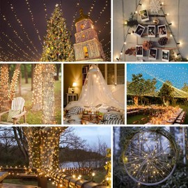Super-Long 264FT 800 LED Christmas String Lights Outdoor Indoor Green Wire, Memory Function Timer and 8 Modes, Waterproof Fairy String Lights for Xmas Tree Holiday Party Garden Decoration (Warm White)