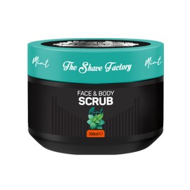 The Shave Factory Face and Body Scrub Mint 300ml – Refreshes and Exfoliates, Suitable for Face and Body, Removes Dead Skin Cells, Ideal for Daily Use