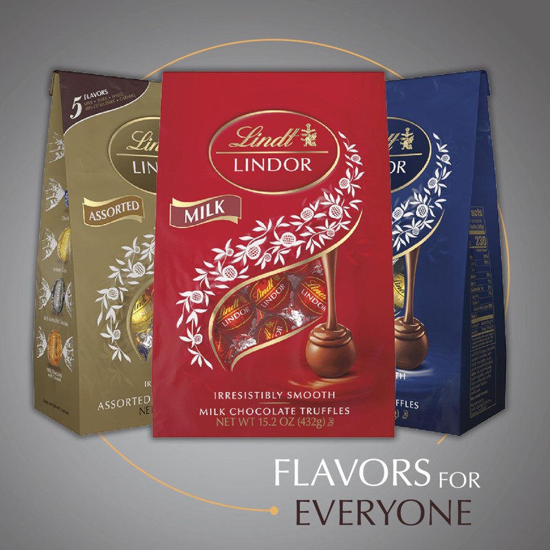 Lindt LINDOR Milk Assorted Chocolate Candy Truffles, Chocolate Candy with
