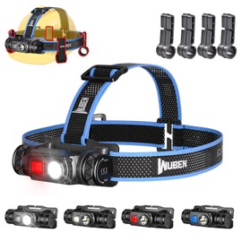 WUBEN H1 Pro LED Head Torch USB-C Headlamp 1200 Lumens Head Lamp White & Red Light 10 Modes Headlight IP68 Waterproof Hard Hat Headtorch for Work, Hiking, Climbing, Fishing, Hunting