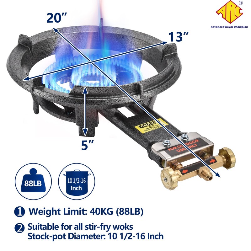 ARC Outdoor Propane Burner Stove, 13" Single Propane Burner, Cast