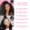 Yacurcur Kinky Straight Clip in Hair Extensions Kinky Straight Clip
