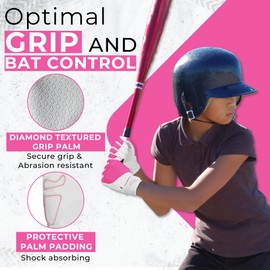 HANDLANDY Baseball Batting Gloves for Adult Youth, Grip Breathable Softball Batting Gloves Fit Men Kids Boys Girls (Pink-Kids, Kids Large)