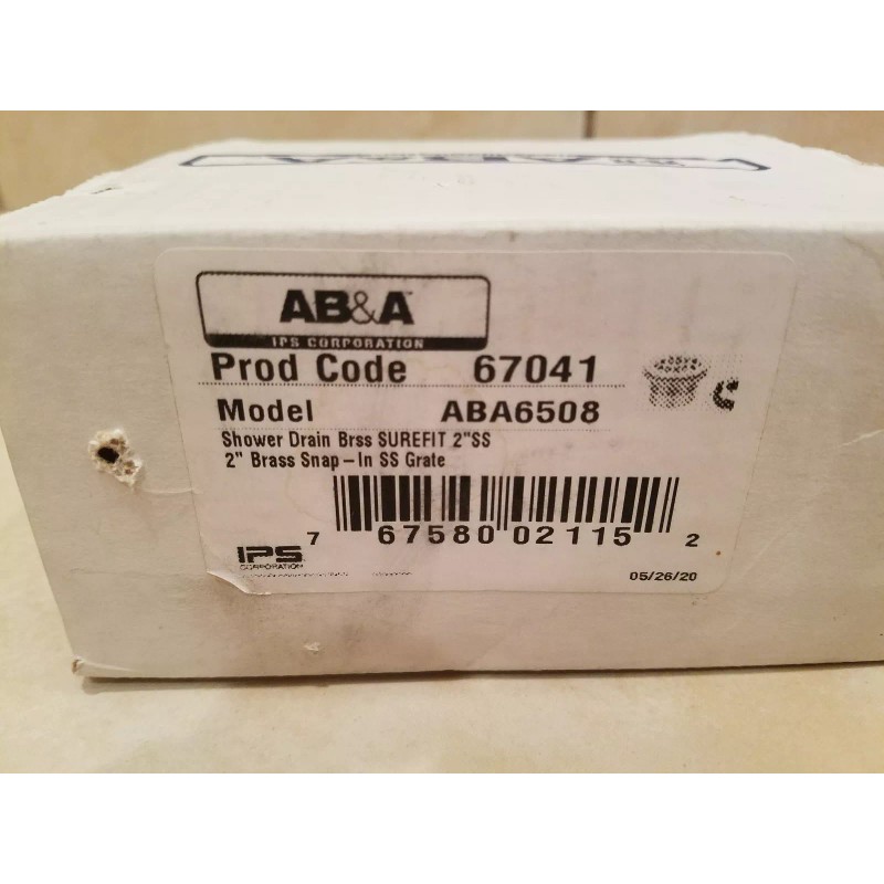 AB&A ABA6508 Shower Drain Brss SUREFIT 2"SS 2" Brass Snap-In