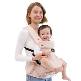 Momcozy Momcozy Baby Carrier with Hip Seat, 2-in-1 Detachable Infant Hip Seat Carrier for Toddlers up to 44lbs. Breathable for Hands-Free Carrying. Fits Waist Sizes up to 47 Inches for Mom & Dad, AirMesh Pink
