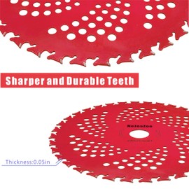 NeJesZoe 9" x 36 Teeth Carbide Tipped Brush Cutter Blades for Weed Eater Blade with Universal Adapter Kit Compatible with Husqvarna, Stihl Brush Cutters, Trimmer, Weed Wreckers(2 Pack)