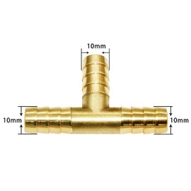 Joywayus 3/8" Hose Barb Tee 3 Way Union Fitting Intersection/Split Brass Water/Fuel/Air