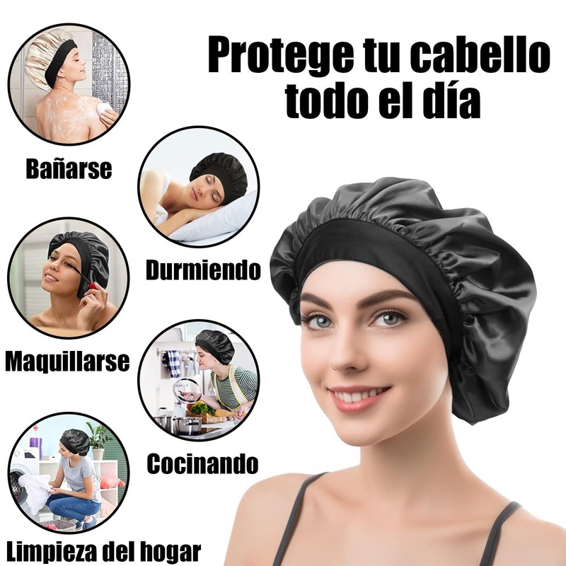 Gorro de Seda para Dormir 4 Paquetes, Gorra de Baño