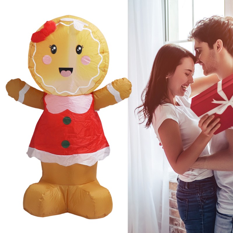 Valentines Day Inflatables Gingerbread Girl Waterproof Thickened Blow Up Gingerbread