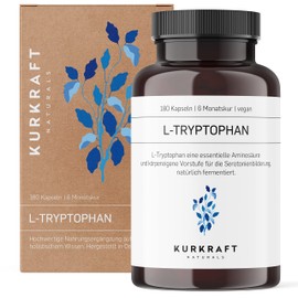 Kurkraft L-Tryptophan - 500 mg - 180 Vegan Capsules - Laboratory Tested See Certificate - Naturally Fermented - No Release Agents - No Additives - Carefully Made in Germany