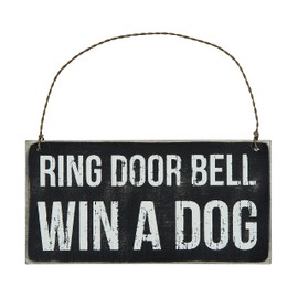 Primitives by Kathy 23064 Classic Black and White Hanging Sign, 6 x 3-Inches, Win A Dog