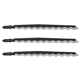 eMagTech 3PCS T313AW Jigsaw Blade T Shank HCS Jig Saw Blade Soft Material Jigsaw Blade for Cutting Cardboard Leather Carpet Total Length 152mm Thickness 1mm Working Length 126mm
