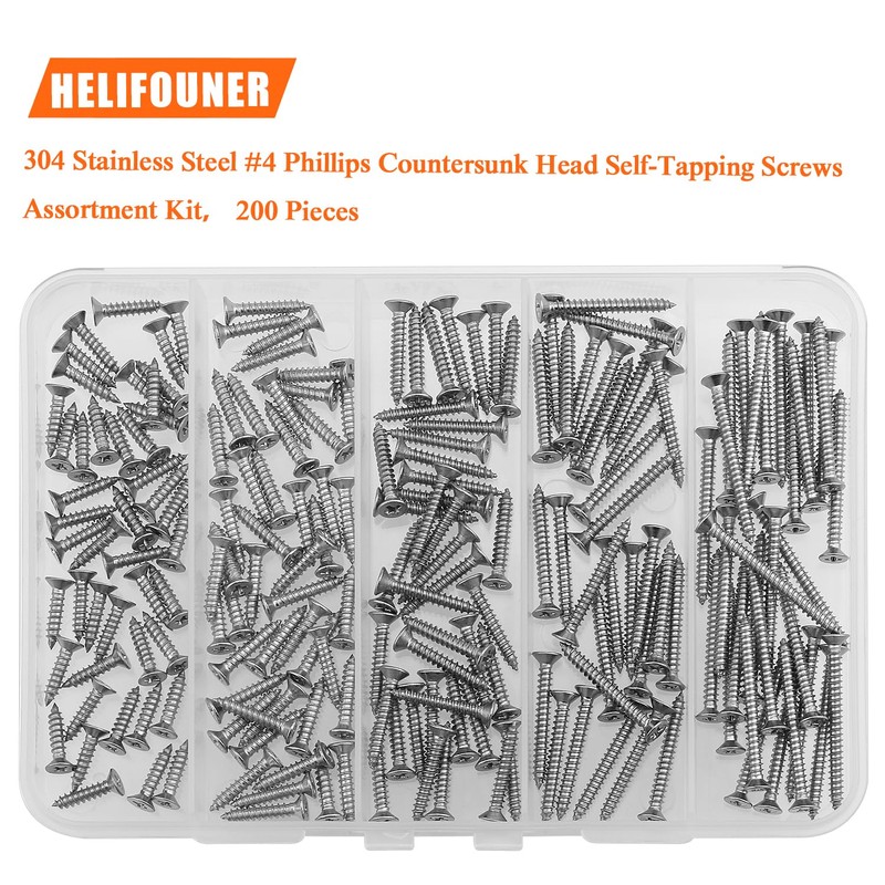 #4 x 1/2" 5/8" 3/4" 1" 1-1/4" Wood Screws Set,