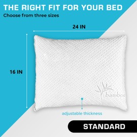 Xtreme Comforts Pillows for Sleeping - GreenGuard Gold Certified Adjustable Standard Memory Foam Pillow for Side, Back & Stomach Sleepers w/Removable Cooling Zipper Cover - Made in The USA
