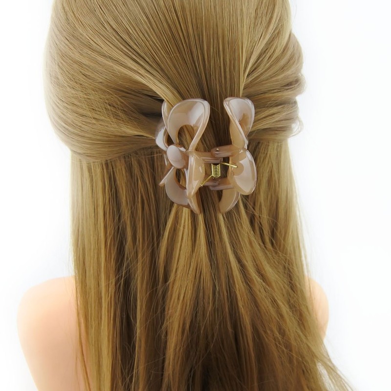 Meilliwish Flower Beautiful Hair Claw Clip for Women (D68)(Brown)