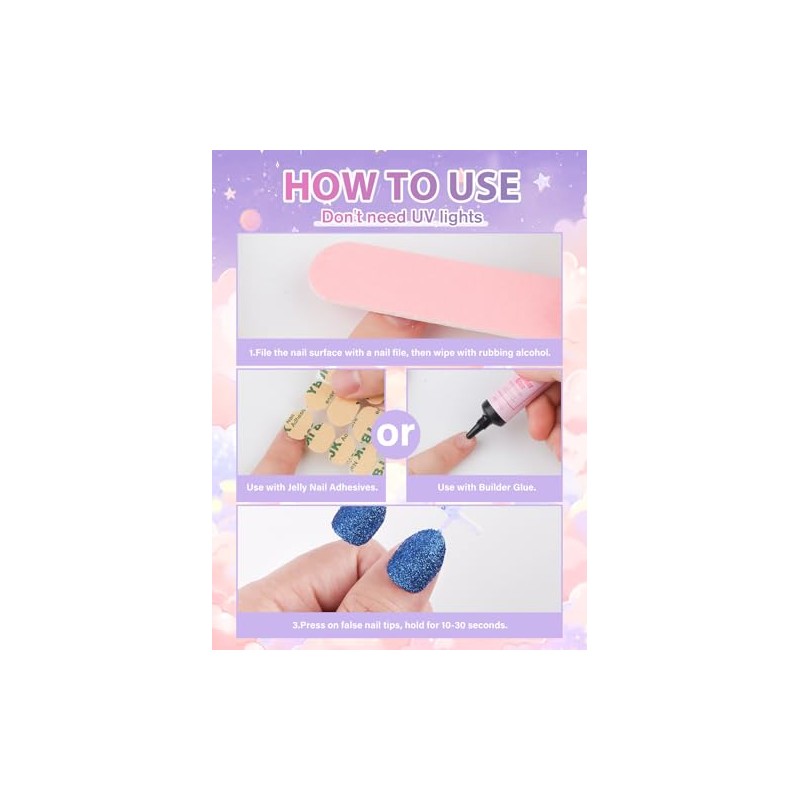 EBANKU 288 uñas postizas cortas, paquete de 12 uñas postizas