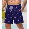 ERECT PEAK Men Flamingo Swimwear Summer Swim Trunk Liner Beach