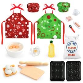 Miniature Gnome Accessories Dollhouse Kitchen Baking Set Mini Eggs Rolling Pin Flour Bag Oil Bottle Christmas Elves Clothing Apron, Chef Hat Gnome Miniature Toiletries (B)