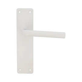 Amig - White Aluminium Handle Set with Square Plate and Curved Handle for Passage and Interior and Exterior Doors - 222 x 55 mm | Handle with Decorative and Modern Crank Handle