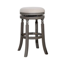 DTY Indoor Living Palmer Lake Swivel Stool, 30” Bar Height, Weathered Gray, Beige Seat
