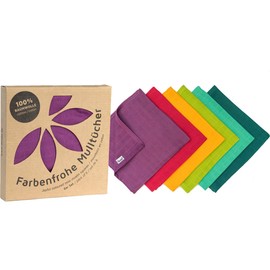 divata bunte MINI Mulltücher 6er Set Rainbow, ca. 35x35 cm - kleine, farbige Baby Spucktücher, Mull-Waschlappen, Oeko-Tex-Zertifiziert