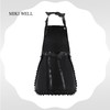 MIKI WELL Glossy Cute Ruffled Apron, Lace-Up Model with Two