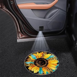 LMZLJZ 2PCS No Fade Car Door Lights,Sunflower Pattern Door Lights Logo Projector LED Shadow Welcome Lamp,Car Accessories Sunflower Gifts,Suitable for All Brands Vehicles Motorcycle