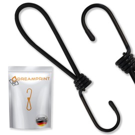 Dreamprint Expander Loop with Hooks, Pack of 25 / 20 cm, Expander with Spiral Hooks and Scratch-Resistant Rubber Cover for Tarpaulins, Banners, Nets - Strong Elastics Durable and Weatherproof