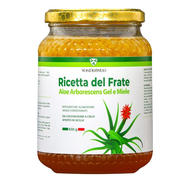 Vonderweid - Aloe Arborescens Padre Zago | Aloe to Drink with Aloe Arborescens Gel and Honey | Made in Italy Supplement Rich in Vitamins and Minerals for Intestinal Wellbeing, 830 g