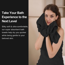 Mistyrose 4 Pack Oversized Bath Towels Set, Black 35"x70" Extra Large Towel Microfiber Soft XL Bath Sheet Super Absorbent Bathroom Towels Set Quick Dry Plus Size Shower Towels for Family Hotel Dorm