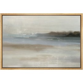 SIGNLEADER Framed Canvas Print Wall Art Pastel Gray Blue Watercolor Landscape Abstract Shapes Illustrations Modern Art Decorative Minimal Relax/Calm for Living Room, Bedroom, Office - 24"x36" Natural