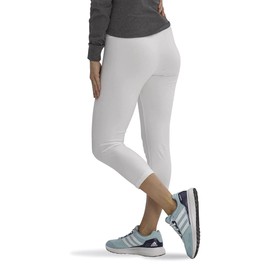 No Nonsense Women's Cotton Capri Legging with Wide Waistband, White, Medium