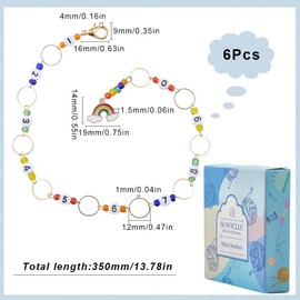 SUNNYCLUE 1 Box 6Pcs Knitting Chain Row Counters Cute Number 0~9 Beads Locking Crochet Stitch Marker Charms Enamel Rainbow Charm Removable Row Counting with Lobster Clasps for Crafts Sewing Weaving