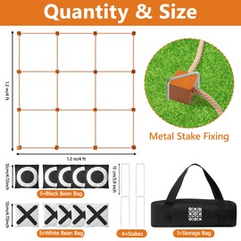 MALLMALL6 Giant Tic Tac Toe Game Summer Outdoor, 4Ft X 4Ft No Assembly Wooden Toss Indoor Game with 10 Widen Weighted Bean Bag, Large Yard Backyard Lawn Carnival Camping Toss Across for Family Adults