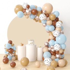 ZJRBJB 7.2ft Beige Round Backdrop Covers Arch Solid Beige Circle Background Covers for Newborn Birthday Baby Shower Wedding Supplies Kids Adults Portrait Photo Shoot, Suitable for 7ft/7.2ft Stand