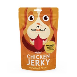 FurrMeals Original Chicken Jerky | High Protein Low Fat | Natural Treat for Dogs & Cats | Zero Preservative Human Grade Dog Treat | Pack of 1 x 70gm