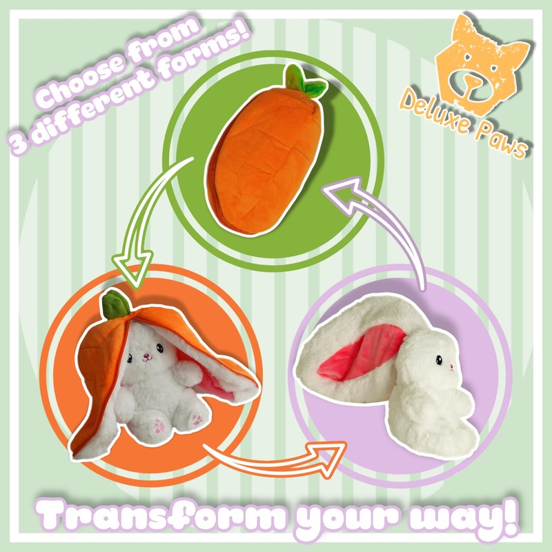 Deluxe Paws Easter Bunny Reversible Plush (Orange)