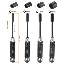 sourcing map 4pcs RC Hex Nut Socket Screw Driver 4.0mm 5.5mm 7.0mm 8.0mm RC Hexagon Wrench Screwdrivers Repair Tools Kit for RC Models Car Helicopter Boat