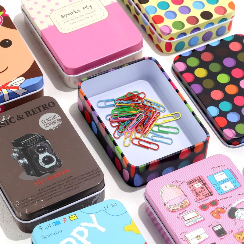 Prmape Pack of 8 Metal Tins with Lids, 90 x