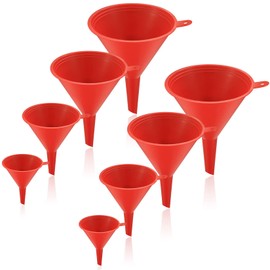 Funnel in 4 Different Sizes 8 Pcs Funnels for Filling Bottles or Containers, Multipurpose Wide Mouth Filter Funnels for Kitchen/Laboratory/Garage/Car Liquids/Oil/Dry Goods/Bottles/Cans Funnels - Red
