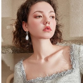 14K Gold Teardrop Hoop Earrings for Women Lightweight Tear Disc Coin Earring Geometric Flat Brushed Drop Earrings Leverback Earring Trendy Minimalism Jewelry (Silver)