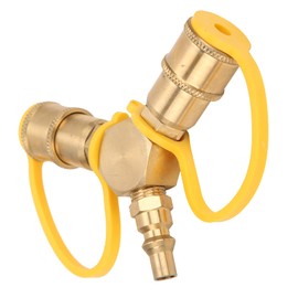 FOLOSAFENAR NPT Quick Connect Brass Y Type Spilter, 1/4 Inch RV Propane 3 Grommet Splitter Adapter LP Gas Adapter for RV Grills/Gas Stoves