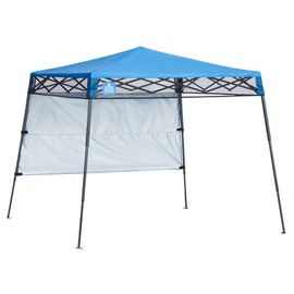 Quik Shade Go Hybrid 6' x 6' Sun Protection Pop-Up Compact and Lightweight 7' x 7' Base Slant Leg Backpack Canopy, Regatta Blue