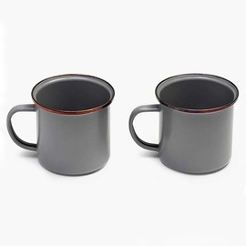 Barebones | Enamel Cup, Set of 2 - Hand-Finished Baked Stainless Steel Trim