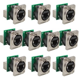 MCSPROAUDIO 10 flush panel mount RJ45 ethernet cat5 jacks for recessed stage in floor box