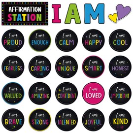 Frienda Affirmation Station Bulletin Board Set Motivational Posters Classroom Mirror Growth Mindset Decor I Am Positive Affirmations Accents Cutouts for School Office Home Teacher Wall Supply