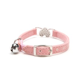 DAIXI Cat Collar, cat collars with Bell and Bling Crystal Heart Charm Cute Pet Supplies (Pink)