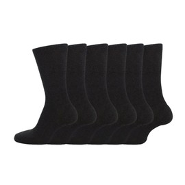 Bahob® 6 Pairs Boys Girls Kids Unisex Back to School Cotton Rich Plain Ankle School Socks (4-7 Years, Black)