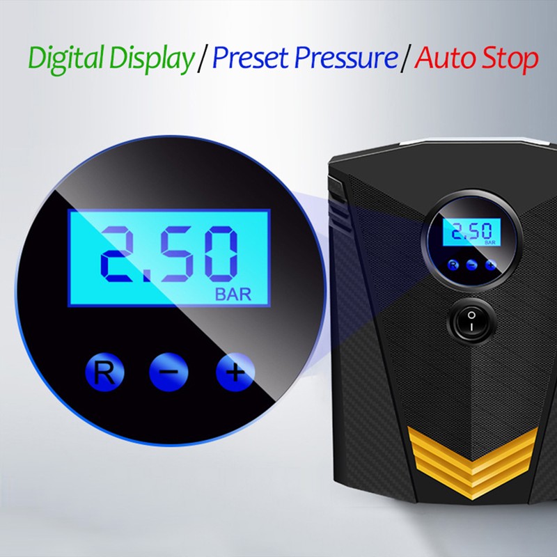 120W Tire Inflator Digital Display with LED Light Portable Automatic