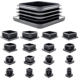 45x45mm Plastic End Caps, Square Tube Inserts (Pack of 4, Black) See Second Image for Ordering Guide - Made in Germany